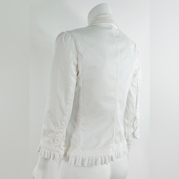 Juicy Couture Vintage Ruffle Trim Jacket White Cotton size 2 Made With Love P&G - Picture 4 of 12